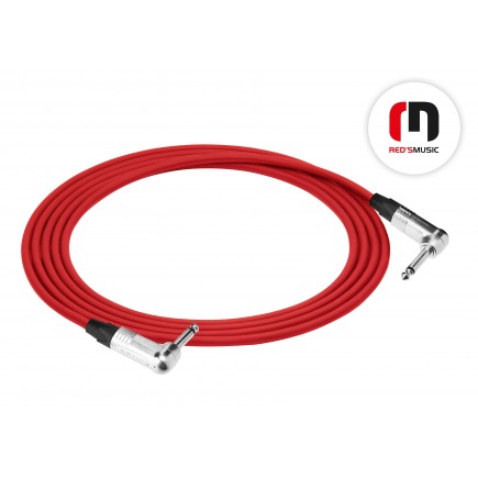 Reds Music  GCN1330-RED Kabel Instrumentalny - STANDARD Neutrik - Jack mono kątowy / Jack mono kątowy długość 3.0 m